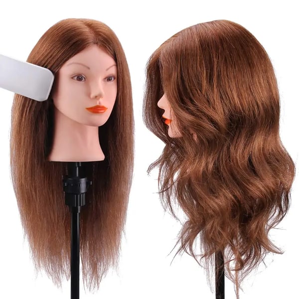 Mannequin Hoved, 100% Ægte Hår, Alsidige Stylingmuligheder,HIMMELBLÅ