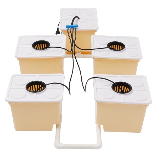 Hydroponisk System, 4-Bucket Kit, Effektiv Plantevækst,Lys Gul