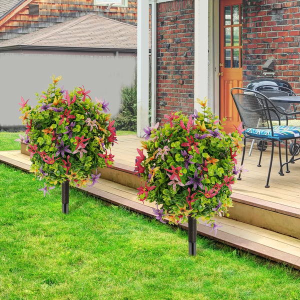 Kunstige Blomst Stakes, Vejrbestandige, Nem Installation,MULTI