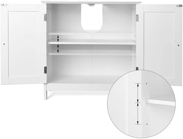 Spejlskab, Pladsbesparende Design, Justerbare Hylder,Hvid