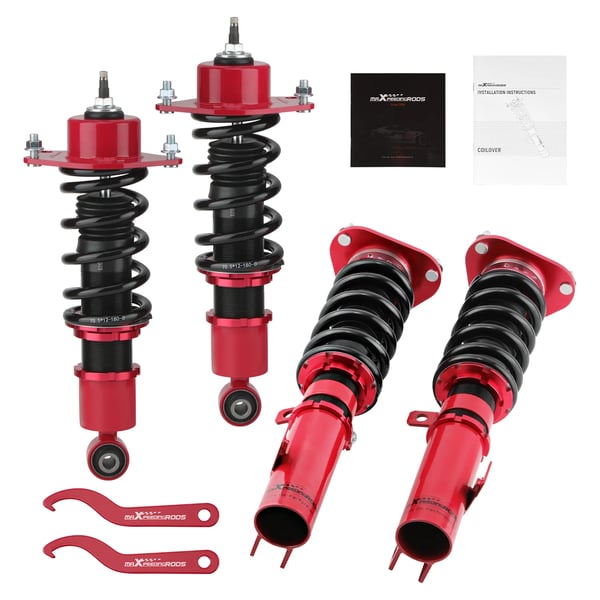Affjedringstuning Coilovers, Justerbar Højde 25-75mm, 24 Niveauer Afbøjningsdæmpning, CNC-bearbejdet Aluminium