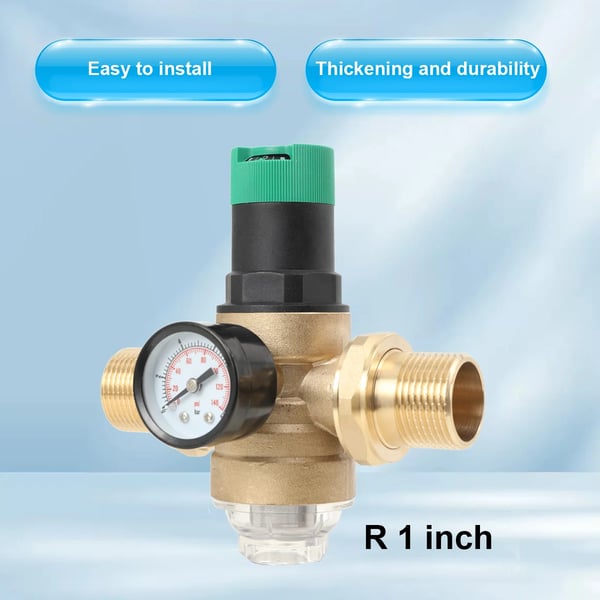Trykreguleringsventil, Messingmateriale, Dimensioner 2x4x6 tommer, Kompatibel med standard vandrør, Effektiv trykreduktion, Sikkerhedscertificeret