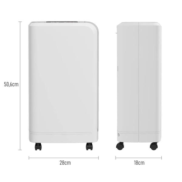 Elektrisk affugter, 12 L/dag kapacitet, 2 L tankvolumen