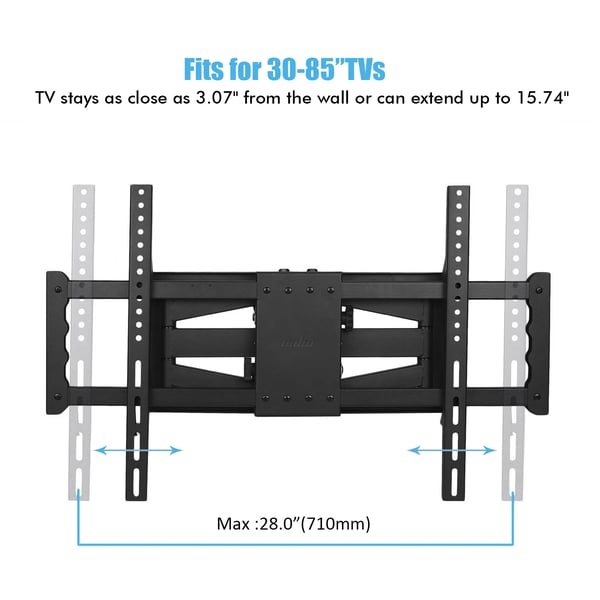Full Motion TV-väggfäste, stöder 30-85 tum, maximal belastning 45 kg,svart
