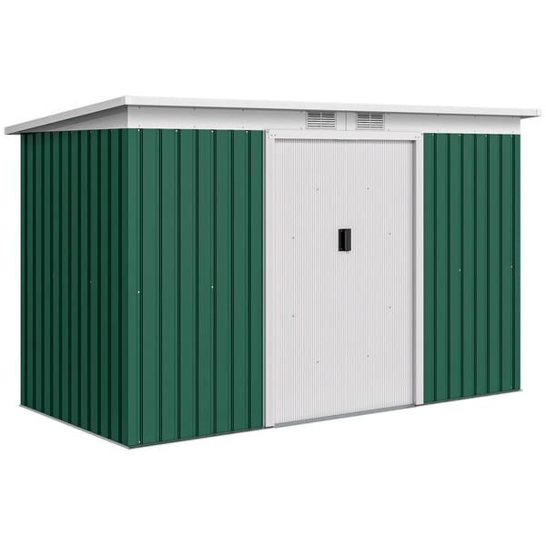 Værktøjsskur, Skydedør, Vandtæt Design,hær grøn