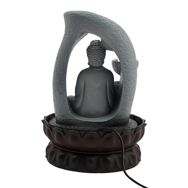 Fontän, Buddha-design, LED-belysning,grå