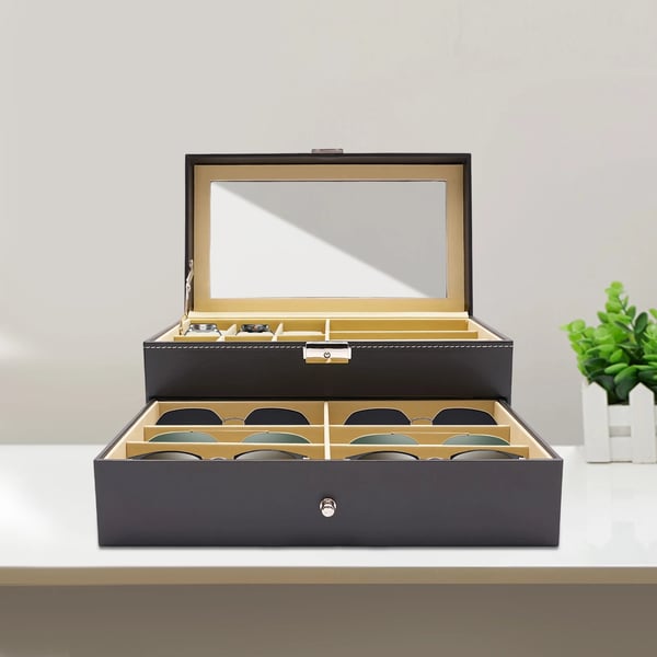 Smykkeorganisator, Holder 6 Ur, Holder 9 Solbriller,sort