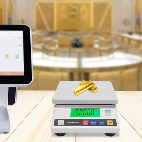 Elektronisk våg, LCD-display, kapacitet 7,5 kg, precision noggrannhet 0,1 g,Silver