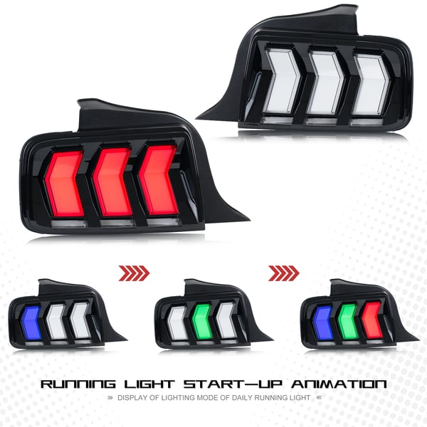 Baglygtesamling, 12V spænding, 3400 lumen, 35W effekt, til Ford Mustang 2005-2009, sekventiel blinklys