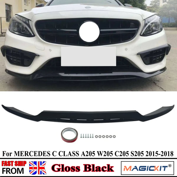 Frontlippsplitter, ABS-material, C43 AMG-stil,glansig svart