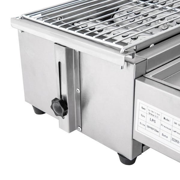 Gasgrill, Rustfrit Stål, Dimensioner 558mm x 232mm, Lavtryksventil, Gastype LPG, Model GB-04