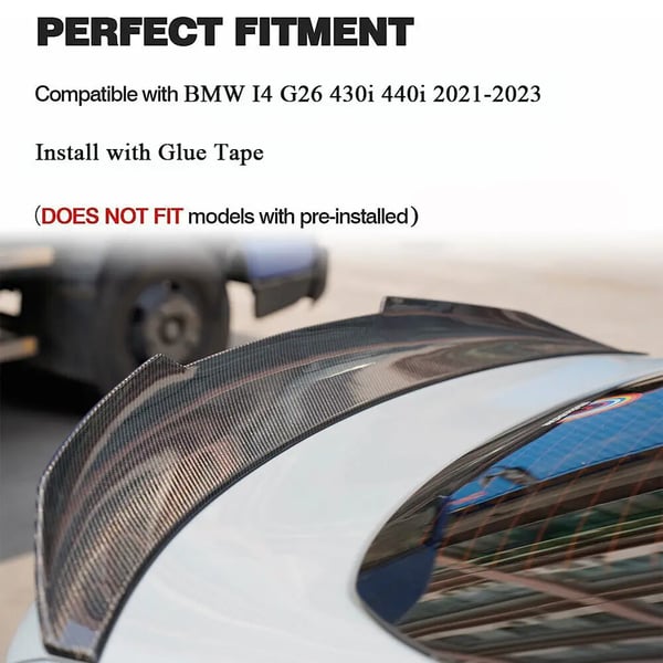 Spoiler, ABS-plast, Enkel installation, Kolfiberlook