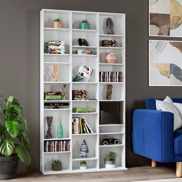 CD Reol, 27 Rum, Højdejusterbare Hylder, Moderne Design, Træmateriale, 102,5x23,5x190 cm