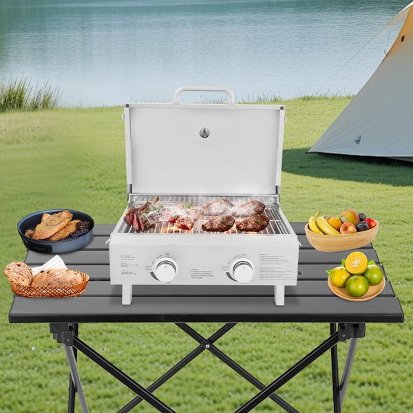 Gasgrill, Rustfrit Stål, Bærbar og Sammenklappelig,Sølv