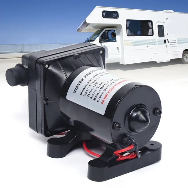 12V Membranpumpe, 3 GPM Flow Rate, Justerbart Trykkontrol,12V, sort, EU