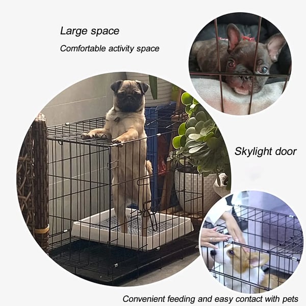 Hundbur, Fällbar Design, Säker Låsmekanism,M, svart