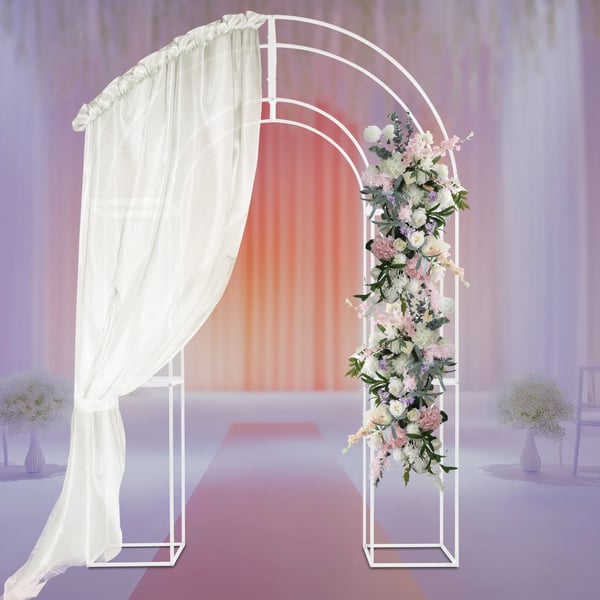 Bryllupsbue, Fritstående Design, Elegant Metalstruktur,2.3X1.5m, Mælkehvid