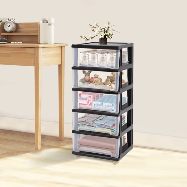 Opbevaringsorganisator, 5 Skuffer, Holdbart Design,sort
