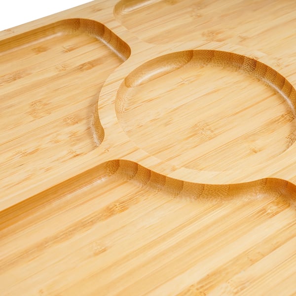 Charcuterie Board Sæt, 5-Kompartments Design, Nem at Rengøre,Log Farve