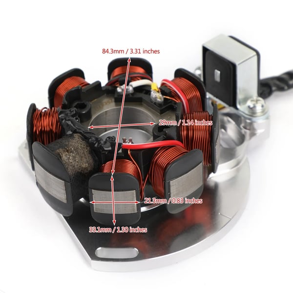 Generator Stator Spole, 29mm Indvendig Diameter, 84.3mm Udvendig Diameter, 33.1mm Poler Tykkelse, 21.3mm Poler Bredde, 8 Poler