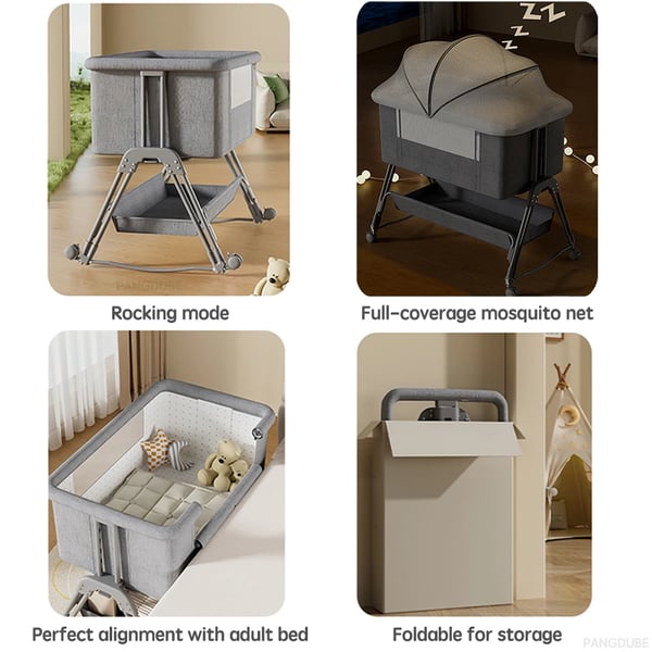 Babyseng, Foldbar & Bærbar, Justerbar Højde,Som billede