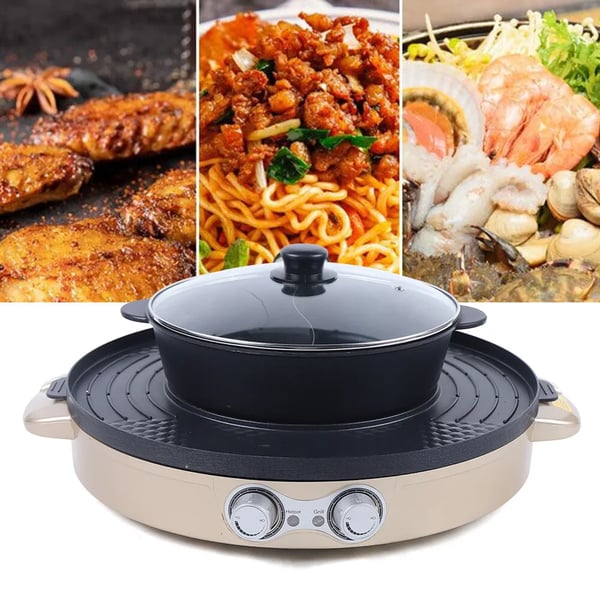 Hot Pot, 2200W Effekt, 220V Spænding, Samlet Diameter 44cm, Non-stick Belægning, Borddesign