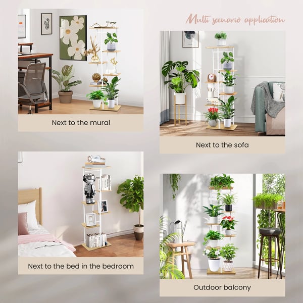 Växtställ, 6-nivådesign, platsbesparande inomhusdisplay,6våning