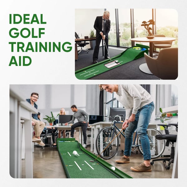 Golf Putting Mat, Automatisk Bold Hentning, Klare Vejledende Linjer,grøn