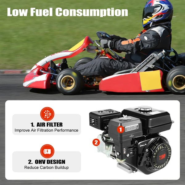Gasdriven motor, 5100W effekt, oljeskyddsfunktion, svart