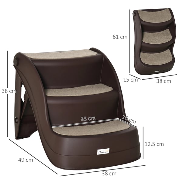 Hundetrin, Foldbart Design, Skridsikre Måtte, Dimensioner: 49 cm x 38 cm x 38 cm, Vægtkapacitet: Op til 50 kg, Egnet til Små til Mellemstore Hunde