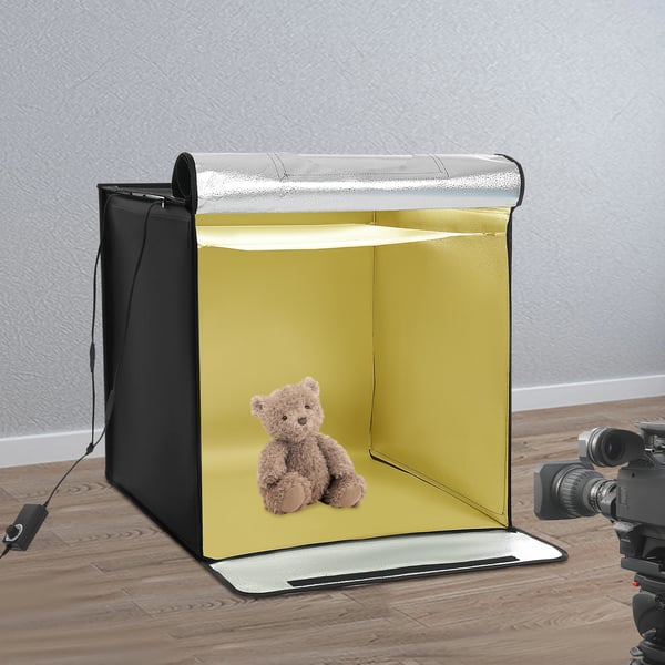 Foto Studio Telt Kasse, Justerbare LED Lygter, Bærbart Design,sort