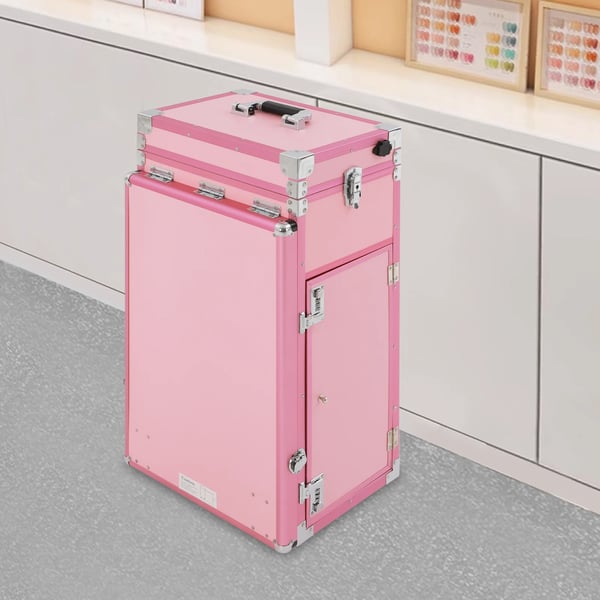 Bærbar Manicurebord, Rummelig Opbevaring, Nem Opsætning,Pink