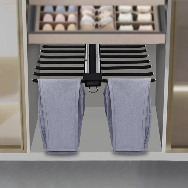 Bøjle til bukser, sammenklappeligt design, 15 kg kapacitet,sort