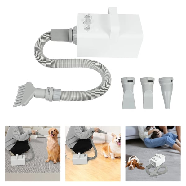 Pet Grooming Dryer, 2800W Effekt, Justerbar Vindhastighed, Alsidige Dysemuligheder,HVID