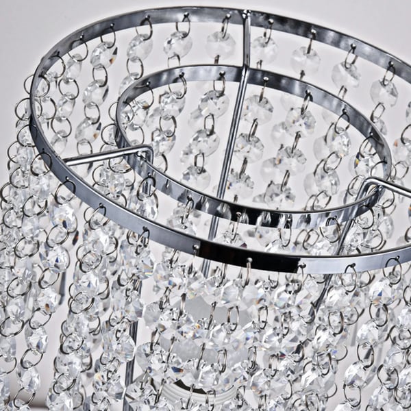 Bordlampe, Krystalglas, Elegant Design,Elfenben, Sølv, HVID
