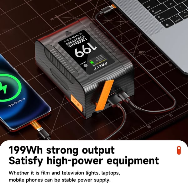 V-Mount Batteri, 13500mAh Kapacitet, Flera Utgångsalternativ, Batteri