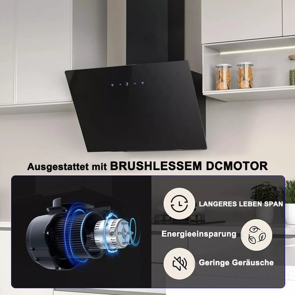 Extractor Væg Køkkenemhætte, Energiklasse A++, Touch Control Display,EU