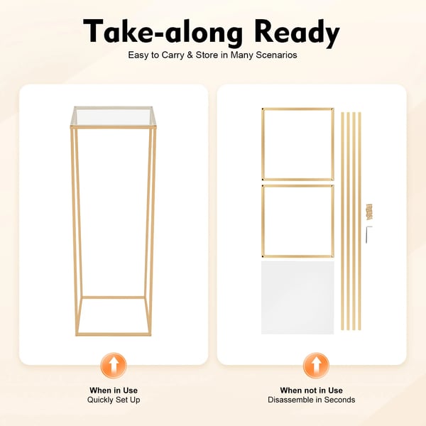 Blomsterstand, Guldjern og Akryl, 28x28x80 cm, Maksimal belastning 5 kg, Fritstående, Samling påkrævet