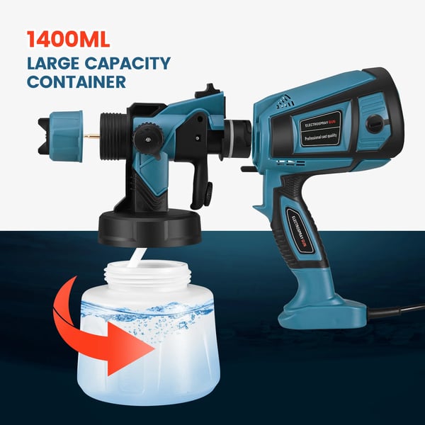 Elektrisk Spraypistol, 1400mL Beholder, Justerbare Spraymønstre,Blå