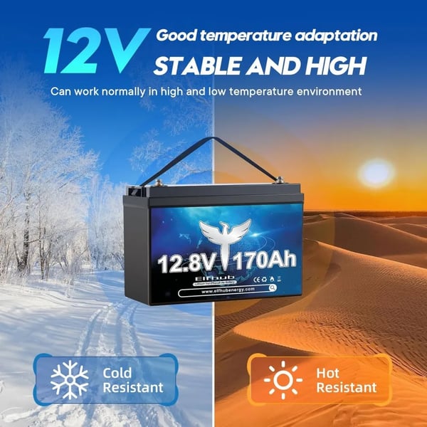 Litiumbatteri, 170Ah kapacitet, 150A BMS-integration, 12V170Ah- Bluetooth