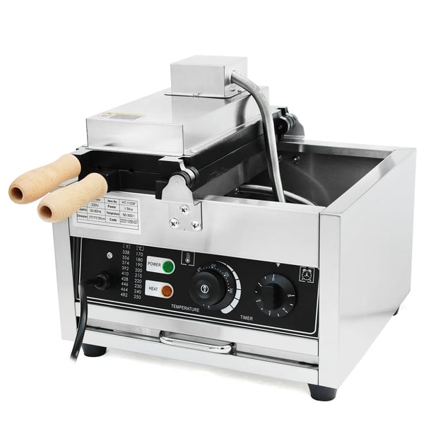 Kommersiel Vaffel Bold Maker, 1500W Effekt, Justerbar Temperatur 50-300°C,HVID