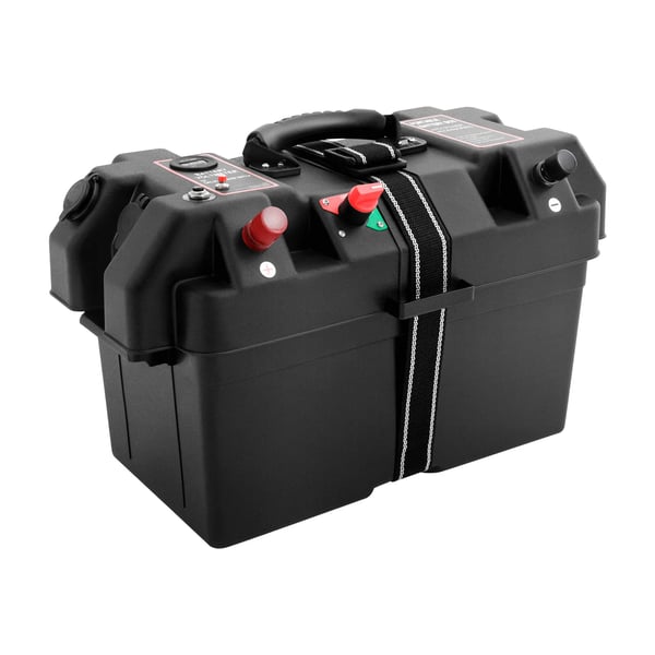 Batteriboks, Dobbelt USB-porte, Overbelastningsbeskyttelse,sort