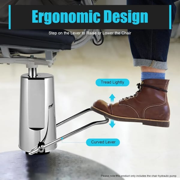 Hydraulisk Frisørstol Pumpe, Justerbar Højde, Kraftig Design,Sølv