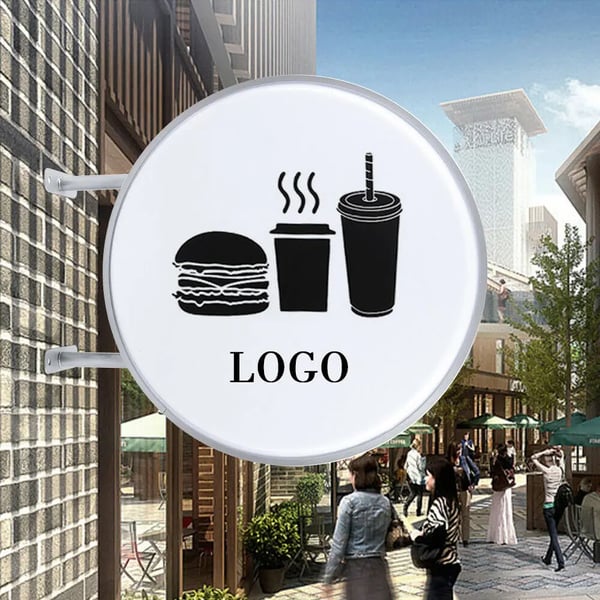 LED Udendørs Lysboks, 60 cm Rund, Vandtæt Billboard med Energisparende Belysning, Aluminiumsramme til Logoer og Reklamer, Hvid,HVID