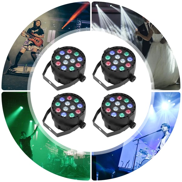 LED Par Lys, 12W, 90-240V, 4 Pakker, Scanningsvinkel 15°, Vægt 4,85 lbs