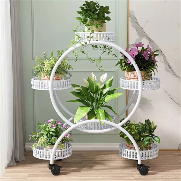 6-lags planteholder, rummer 6 potter, holdbar metal konstruktion,HVID
