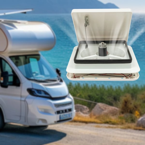 RV-takfläkt, effektiv luftflöde, tyst drift,Beige