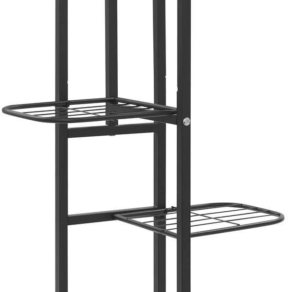 Plantebord, 6-lags design, mobil med hjul,sort