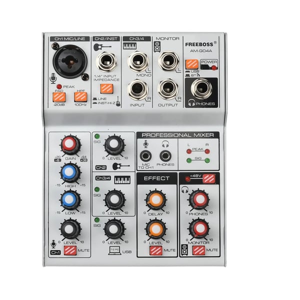 Ljudmixer, 4 kanaler, Bluetooth-funktion