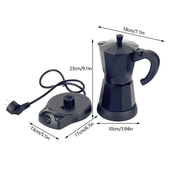 Kaffemaskine, 6 kopper, moderne design, brugervenlig betjening,sort
